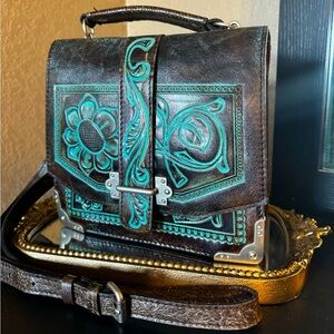 Patricia Nash Stella Flap Tooled Turquoise